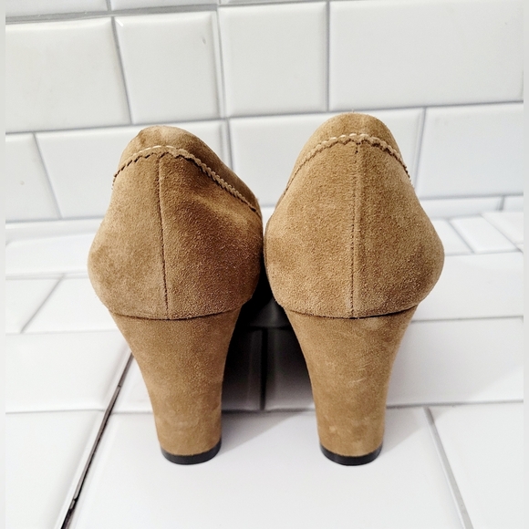 Alexandra Bartlett Ladies Tan Suede Leather 3in Wedge Heel Shoe  Preppy Ivy Leag - Picture 5 of 9